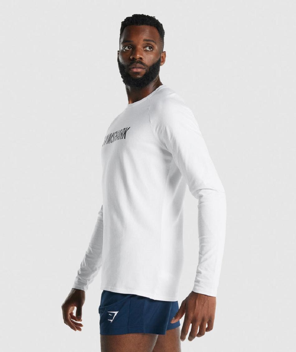 Long Sleeve Męskie Gymshark Apollo Białe | PL 3700CTV